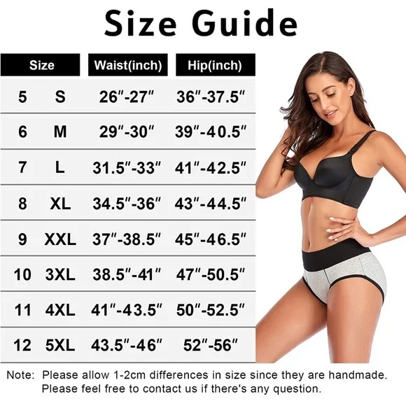 6pcs Cotton Underwear No Muffin Top Full Briefs Soft Stretch Breathable